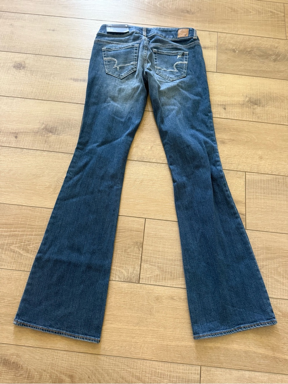 American Eagle Outfitters Distressed Blue Flare Jeans - Picture 3 of 5
